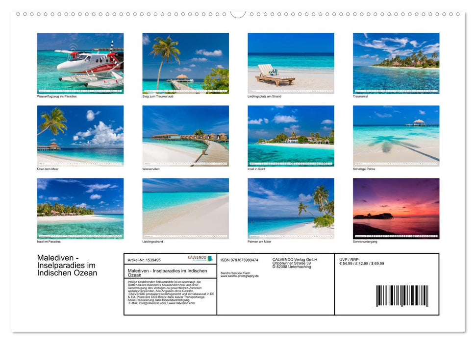 Malediven - Inselparadies im Indischen Ozean (CALVENDO Wandkalender 2024)