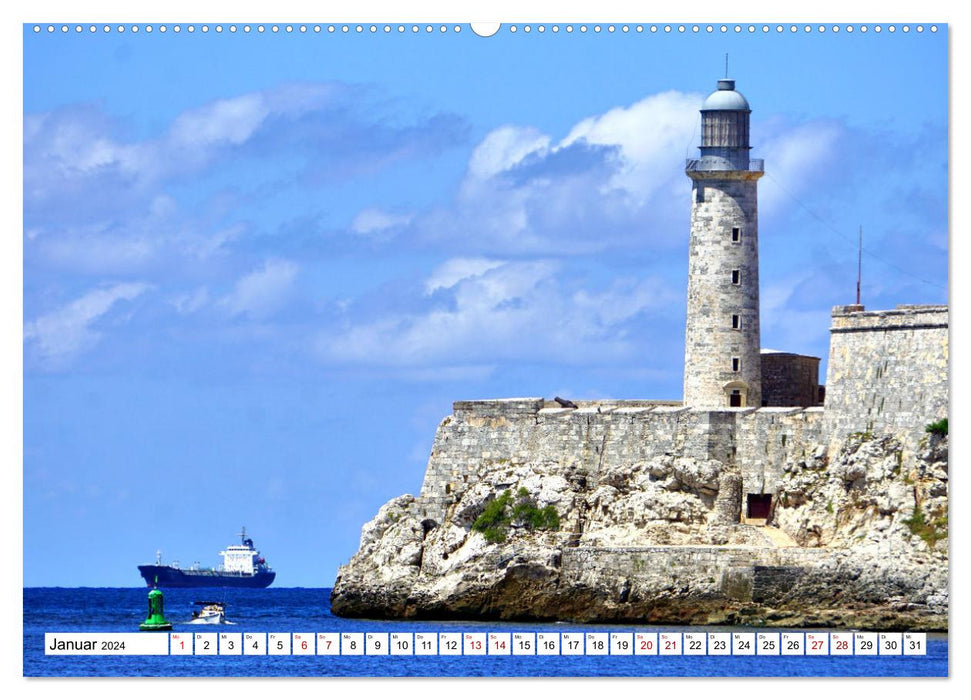 CUBA AHOI - Schiffsverkehr in der Bucht von Havanna (CALVENDO Premium Wandkalender 2024)
