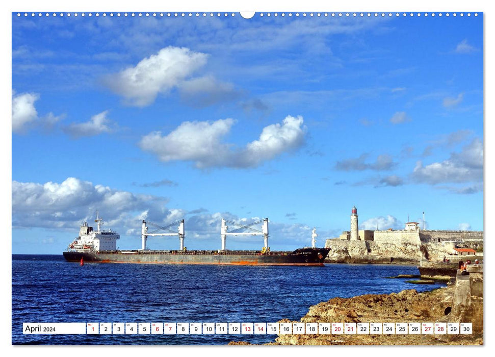 CUBA AHOI - Schiffsverkehr in der Bucht von Havanna (CALVENDO Premium Wandkalender 2024)
