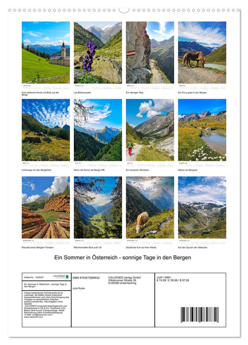 Sommer in Österreich - sonnige Tage in den Bergen (CALVENDO Premium Wandkalender 2024)