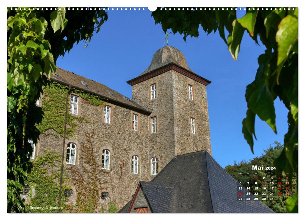 Burgen, Schlösser, Herrenhäuer im Sauerland (CALVENDO Premium Wandkalender 2024)