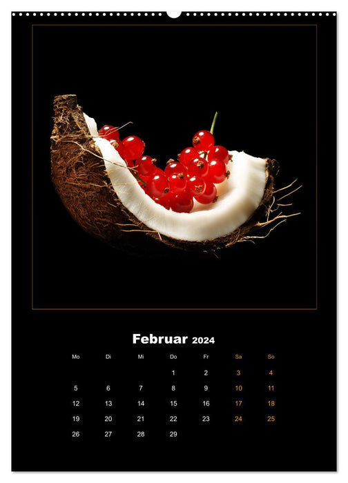 Vegan Food Kalender – Obst und Gemüse auf Schwarz (CALVENDO Wandkalender 2024)
