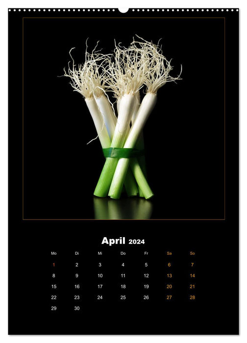 Vegan Food Kalender – Obst und Gemüse auf Schwarz (CALVENDO Wandkalender 2024)