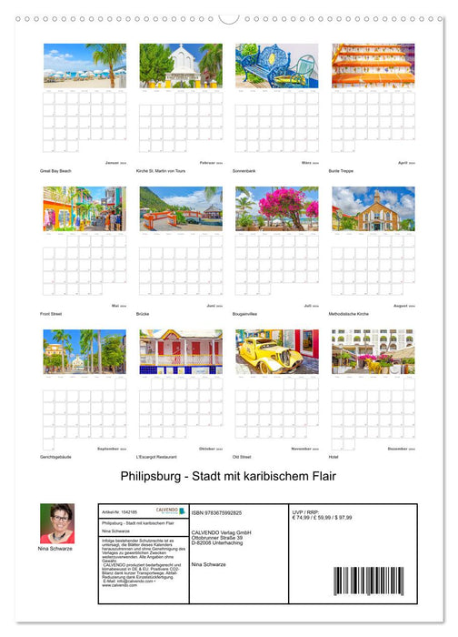 Philipsburg - ville au charme caribéen (Calvendo Premium Wall Calendar 2024) 
