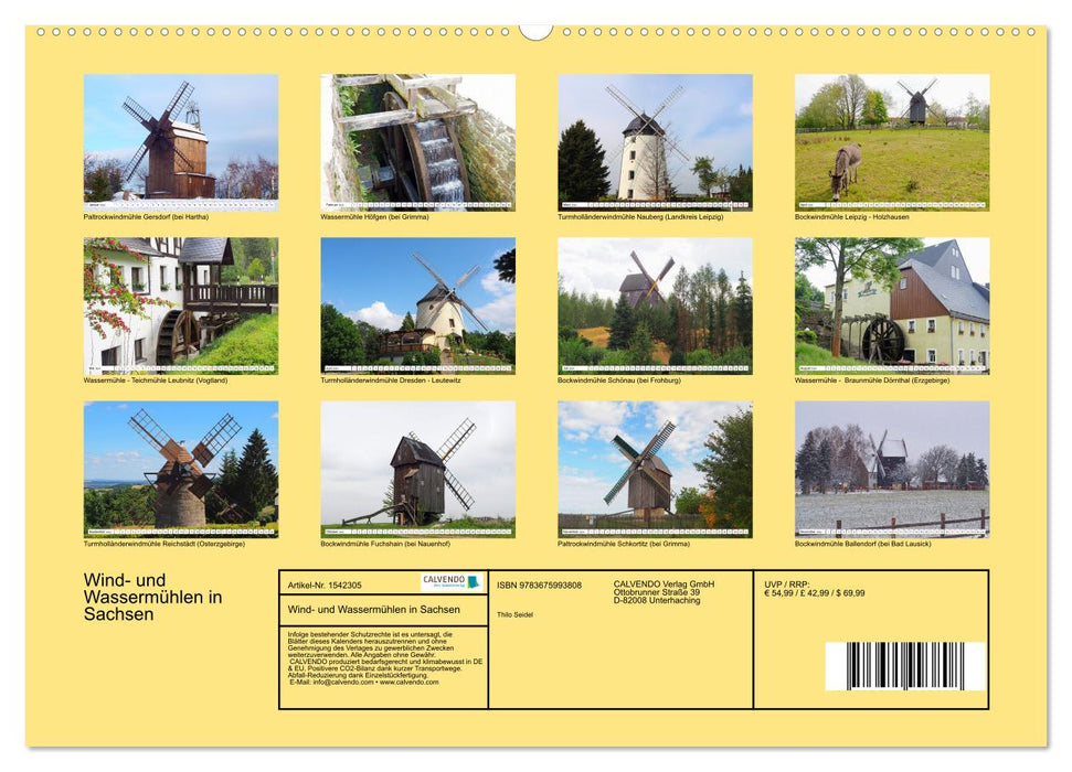 Wind- und Wassermühlen in Sachsen (CALVENDO Wandkalender 2024)