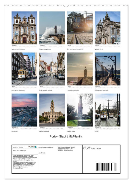 Porto - Stadt trifft Atlantik (CALVENDO Premium Wandkalender 2024)