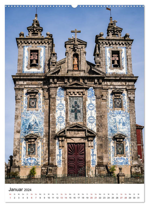 Porto - La ville rencontre l'Atlantique (Calendrier mural CALVENDO Premium 2024) 