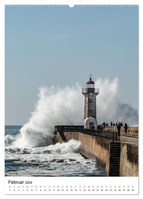 Porto - La ville rencontre l'Atlantique (Calendrier mural CALVENDO Premium 2024) 