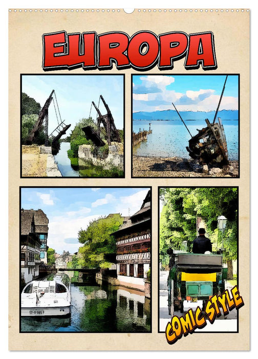 Europe – Style bande dessinée (Calendrier mural CALVENDO 2024) 