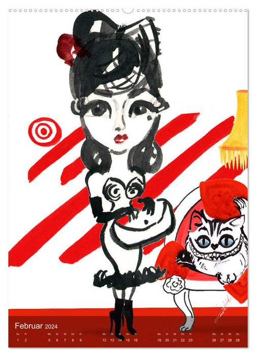 SEXY DOLLS - jolies illustrations, dessins, graphiques et peintures de pin-up de la marque "Burlesque up your wall" de Sara Horwath (calendrier mural CALVENDO 2024) 