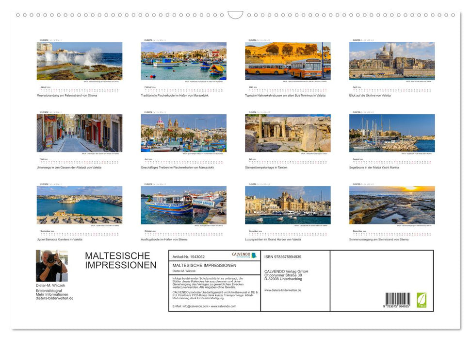 IMPRESSIONS MALTESES - Images panoramiques (Calendrier mural CALVENDO 2024) 