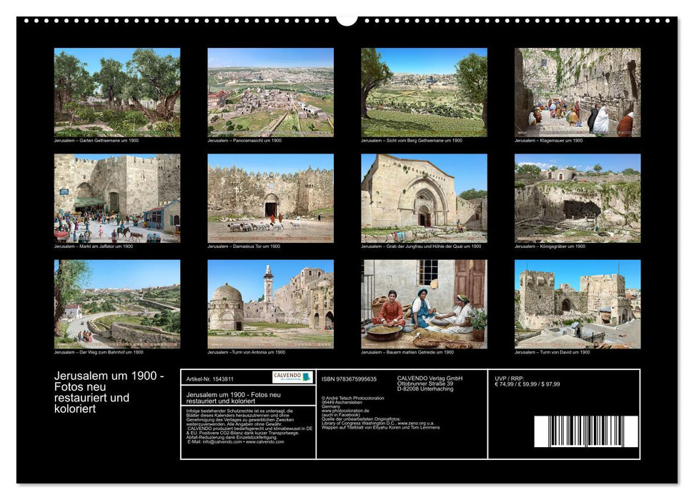 Jerusalem um 1900 - Fotos neu restauriert und koloriert (CALVENDO Premium Wandkalender 2024)