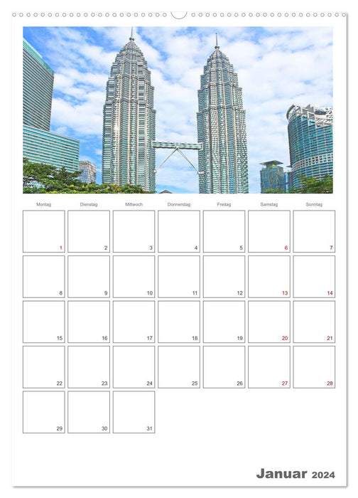 Hauptstadt Malaysias - Kuala Lumpur - Familienplaner (CALVENDO Wandkalender 2024)