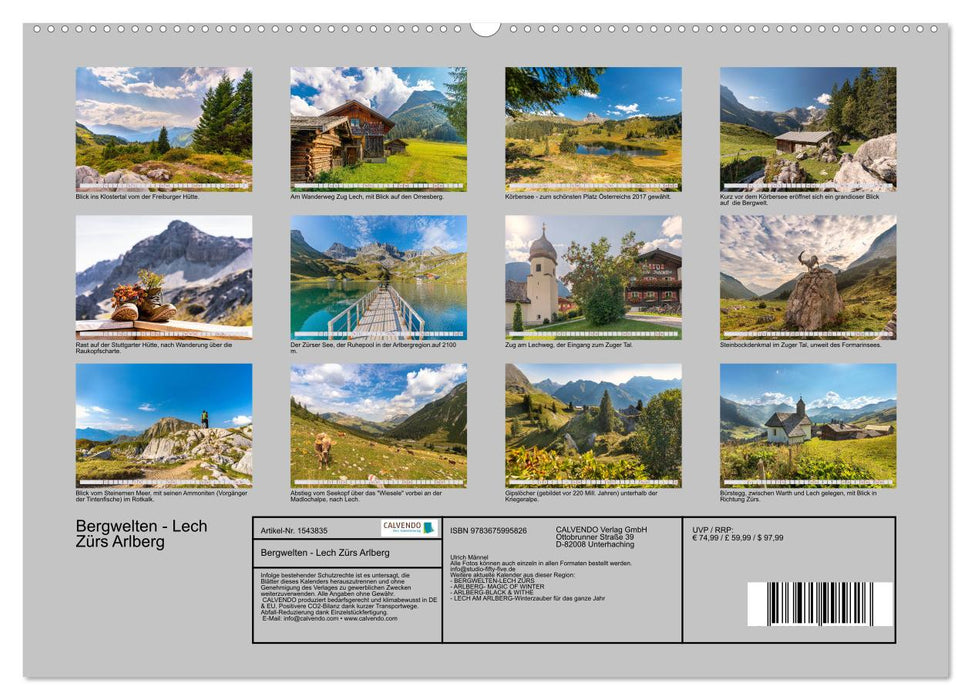 Bergwelten - Lech Zürs Arlberg (CALVENDO Premium Wandkalender 2024)
