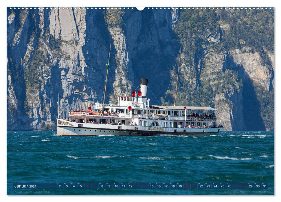 Dampfschiffe Vierwaldstättersee (CALVENDO Premium Wandkalender 2024)