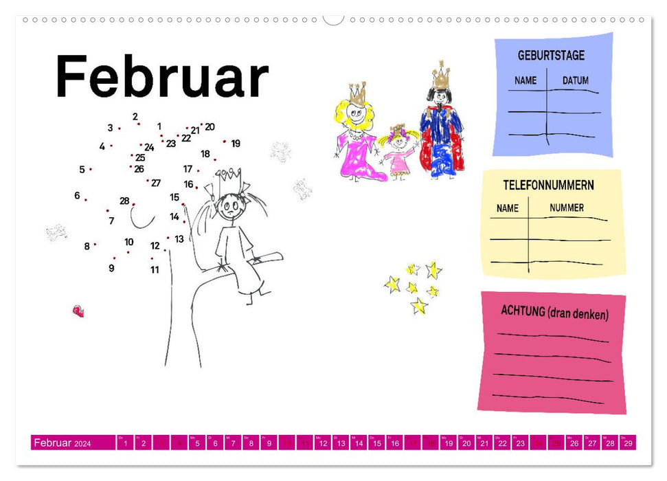 Zahlen und Malen Kalender mit der kleinen Prinzessin (CALVENDO Wandkalender 2024)