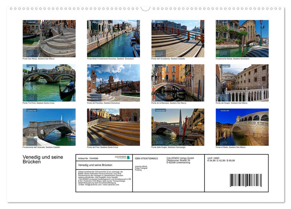 Venedig und seine Brücken (CALVENDO Wandkalender 2024)