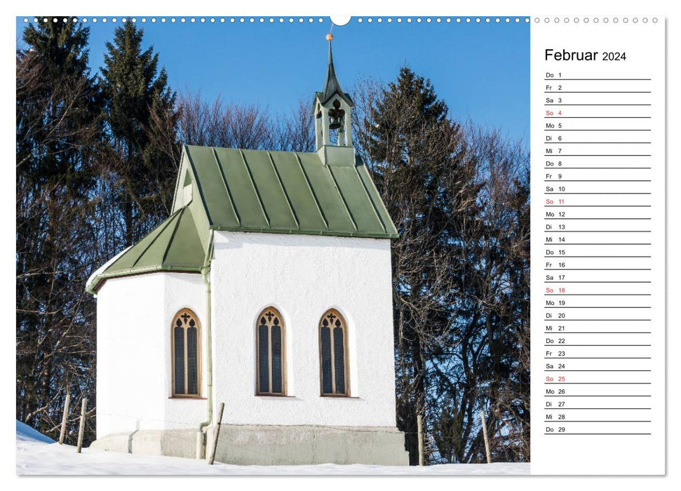Chapelles - joyaux à Ostallgäu avec fonction de planification (calendrier mural CALVENDO 2024) 