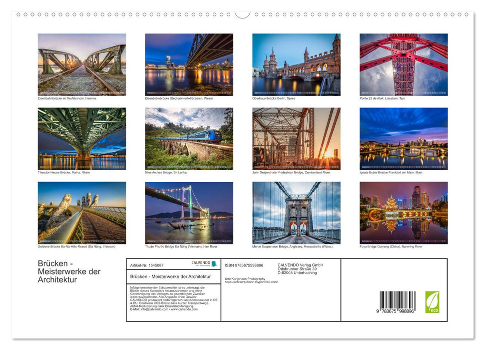 Ponts - Chefs-d'œuvre de l'architecture (Calendrier mural CALVENDO Premium 2024) 