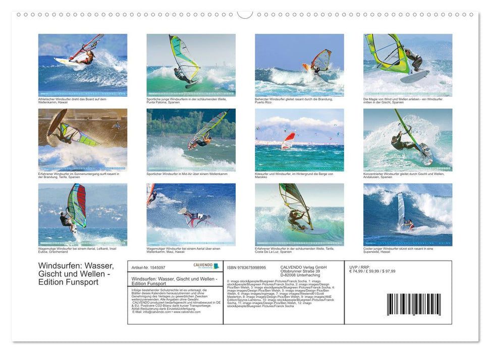 Planche à voile : eau, embruns et vagues - Edition Funsport (Calendrier mural CALVENDO Premium 2024) 