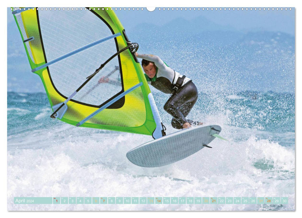 Planche à voile : eau, embruns et vagues - Edition Funsport (Calendrier mural CALVENDO Premium 2024) 